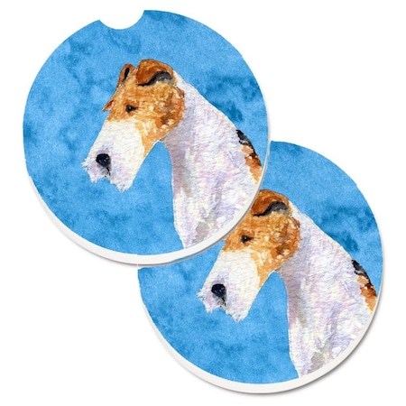 Carolines Treasures Blue Wire Fox Terrier Set of 2 Cup Holder Car Coaster SS4754-BUCARC